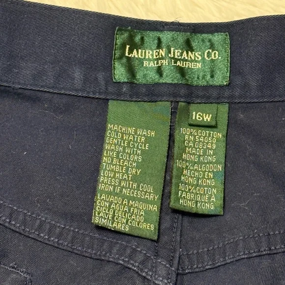 Lauren Ralph Lauren Pant Chino Navy Capri high Rise Cropped Classic Size 16 W - Picture 15 of 15
